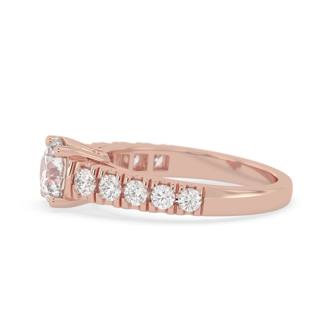 OctaPearl 1.5 ct Round Lab Grown Diamond Pave Engagement Ring