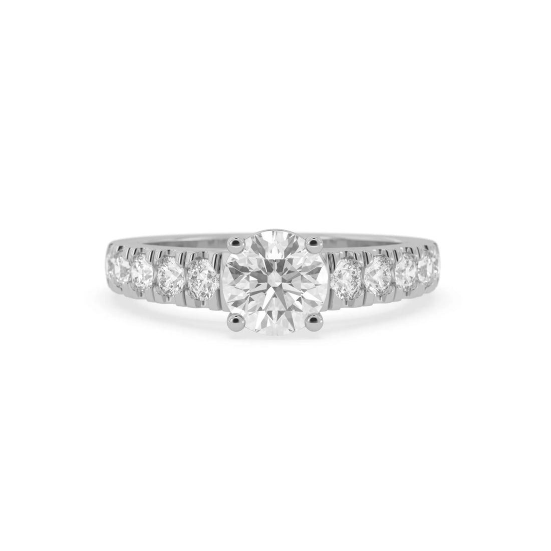 OctaPearl 1.5 ct Round Lab Grown Diamond Pave Engagement Ring