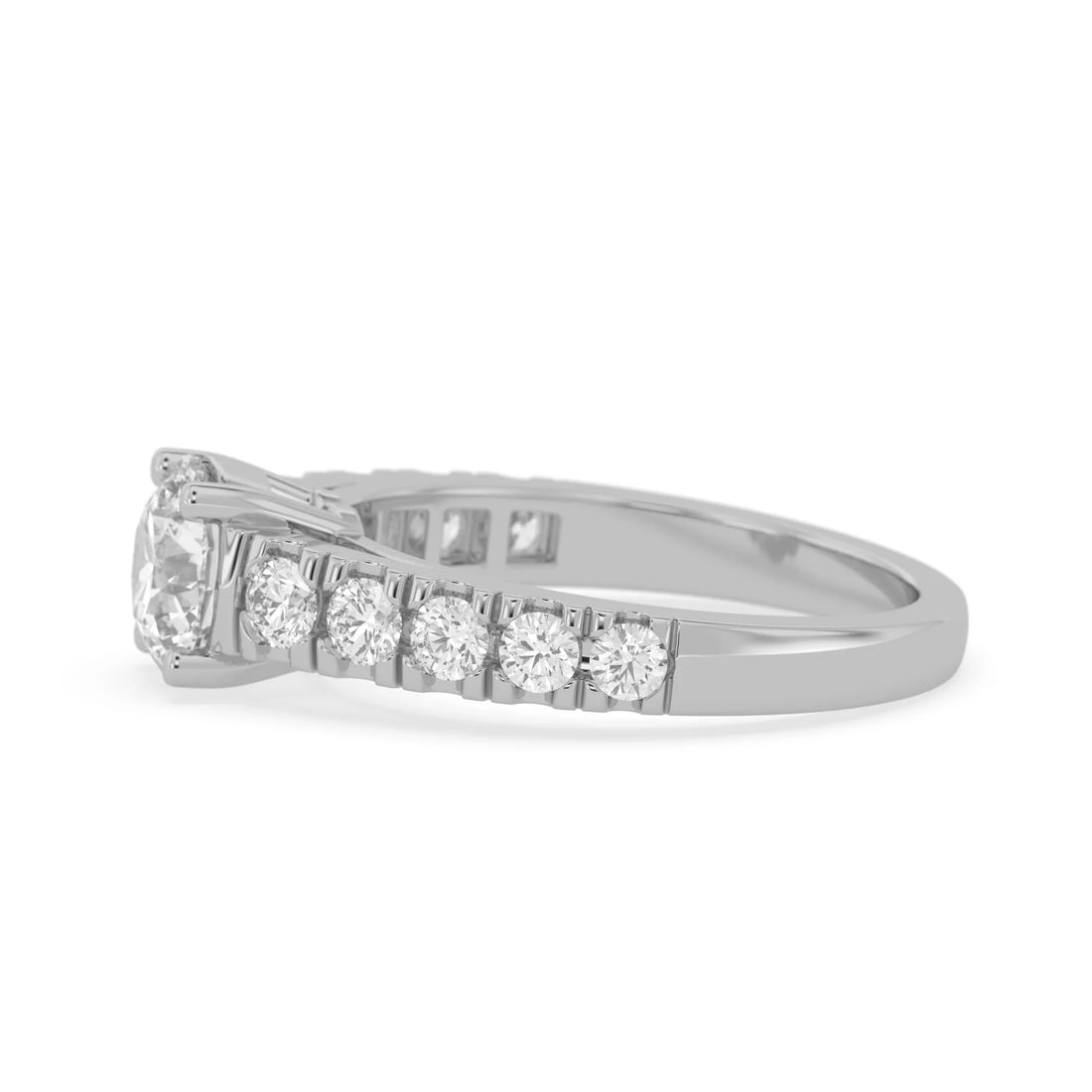 OctaPearl 1.5 ct Round Lab Grown Diamond Pave Engagement Ring