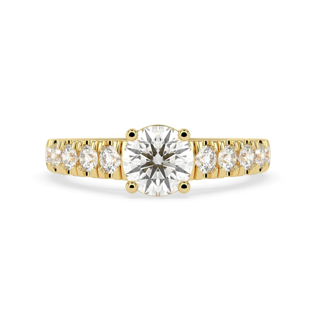 OctaPearl 1.5 ct Round Lab Grown Diamond Pave Engagement Ring