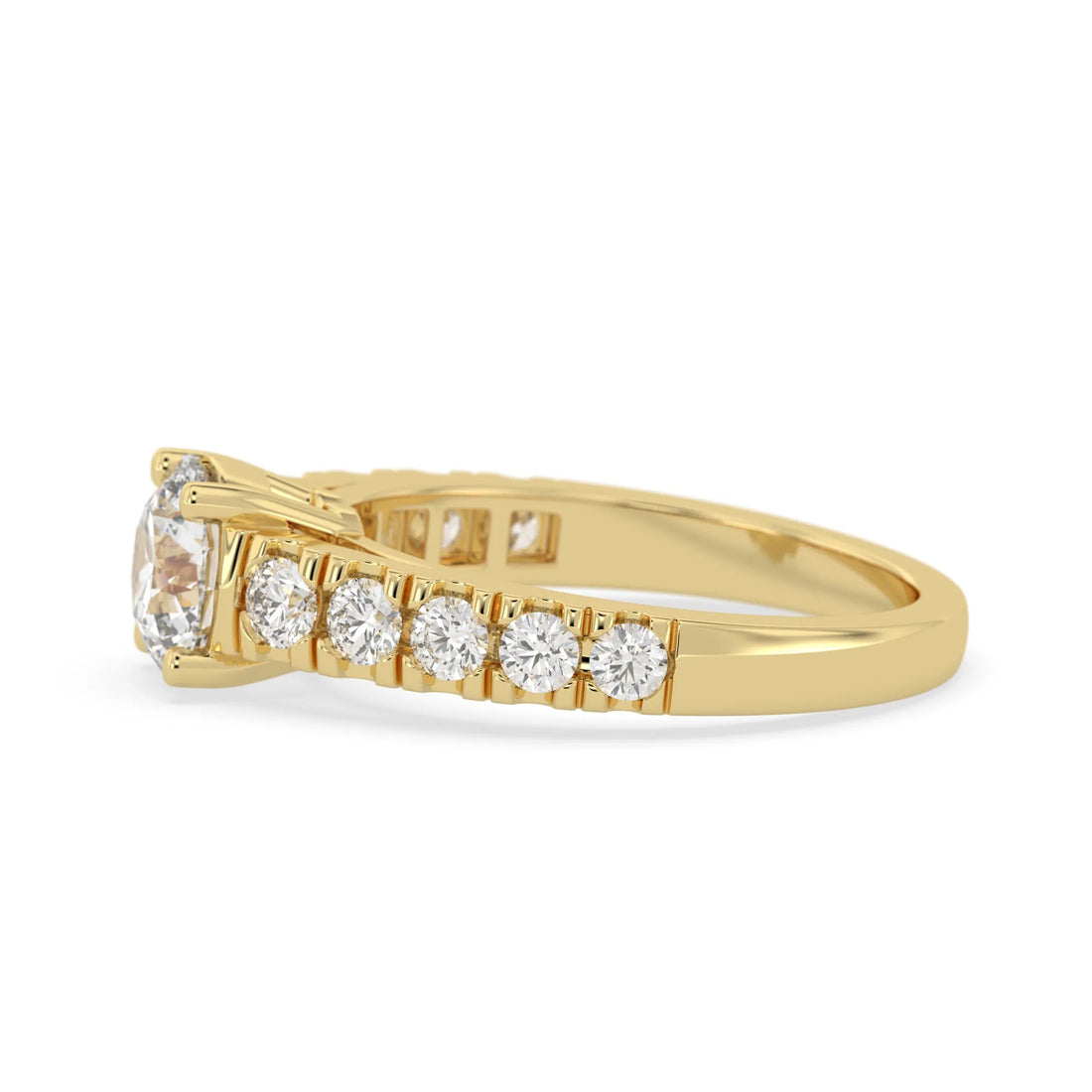 OctaPearl 1.5 ct Round Lab Grown Diamond Pave Engagement Ring