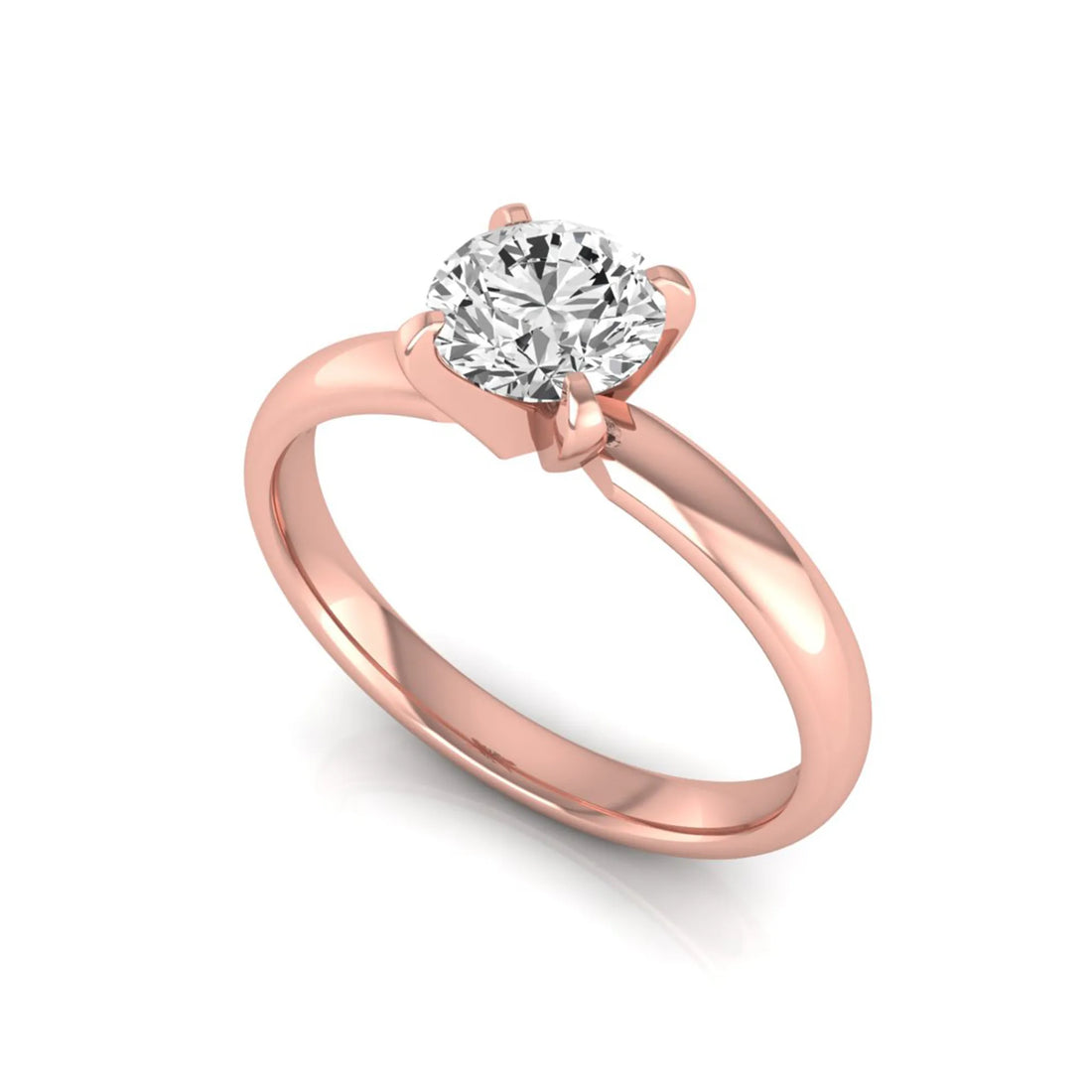 OctaPearl Round Four Prong Lab Grown Diamond Solitaire Engagement Ring