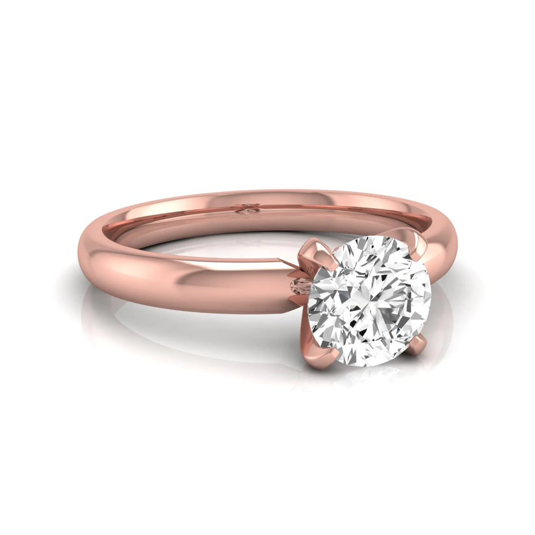 OctaPearl Round Four Prong Lab Grown Diamond Solitaire Engagement Ring