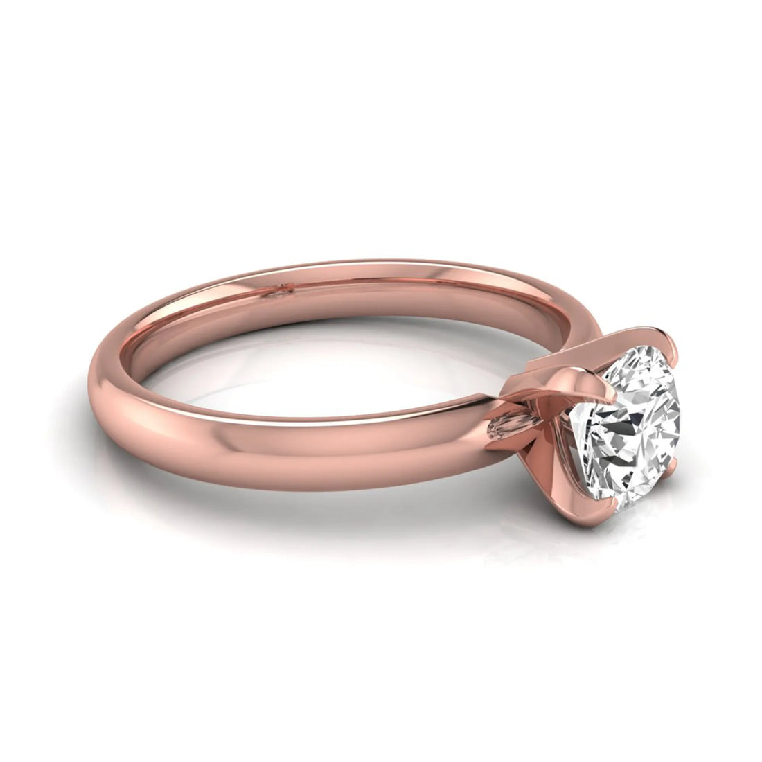 OctaPearl Round Four Prong Lab Grown Diamond Solitaire Engagement Ring