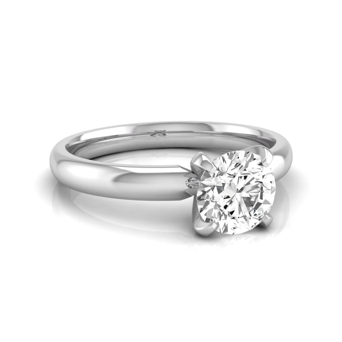 OctaPearl Round Four Prong Lab Grown Diamond Solitaire Engagement Ring
