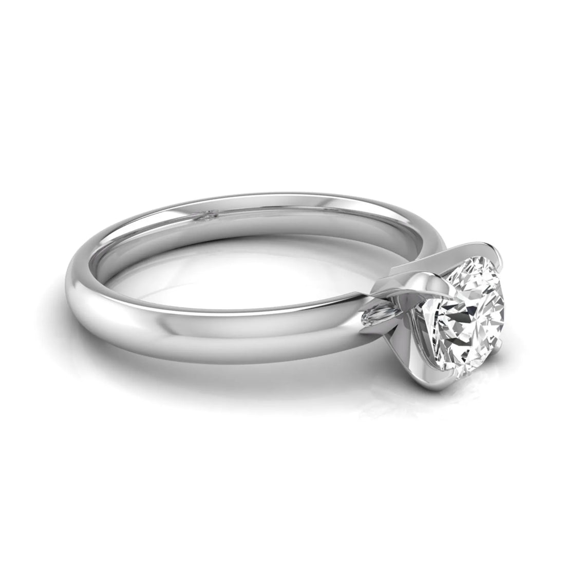OctaPearl Round Four Prong Lab Grown Diamond Solitaire Engagement Ring