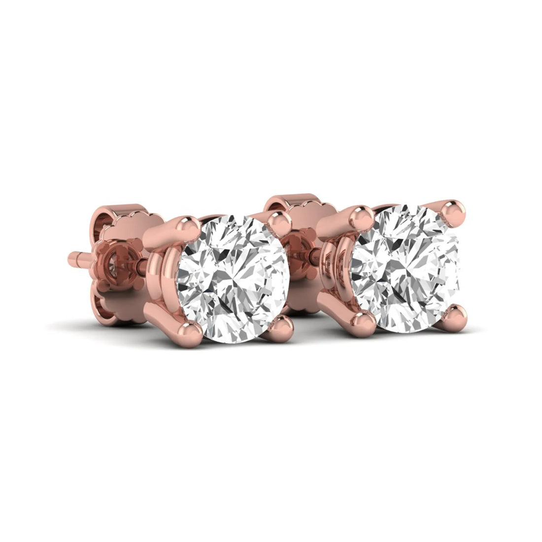OctaPearl Round Four Prong Lab Grown Diamond Stud Earrings