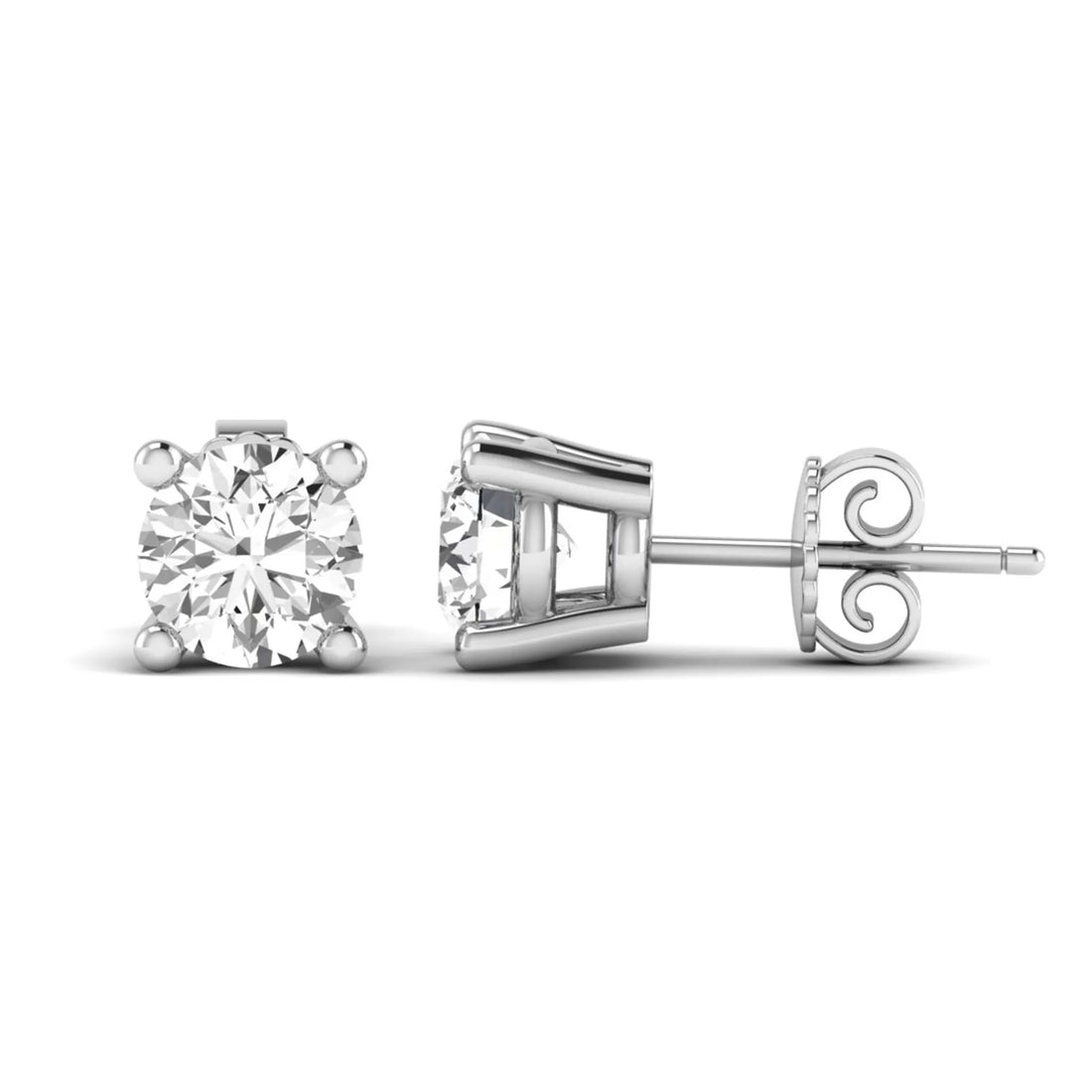 OctaPearl Round Four Prong Lab Grown Diamond Stud Earrings