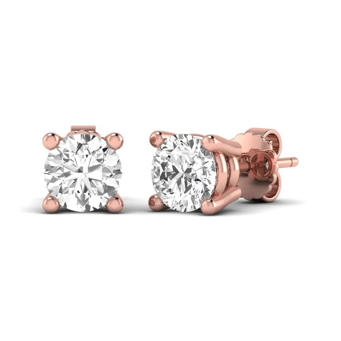 OctaPearl Round Four Prong Lab Grown Diamond Stud Earrings