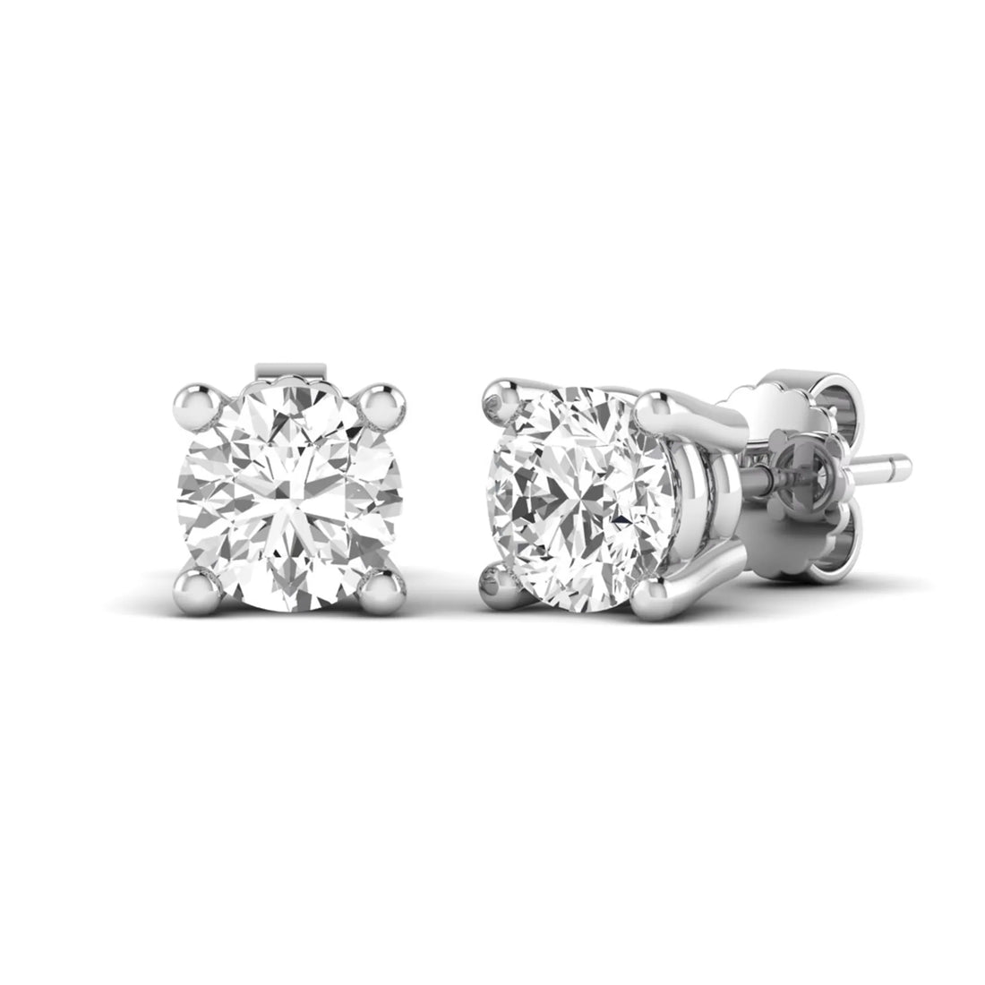 OctaPearl Round Four Prong Lab Grown Diamond Stud Earrings
