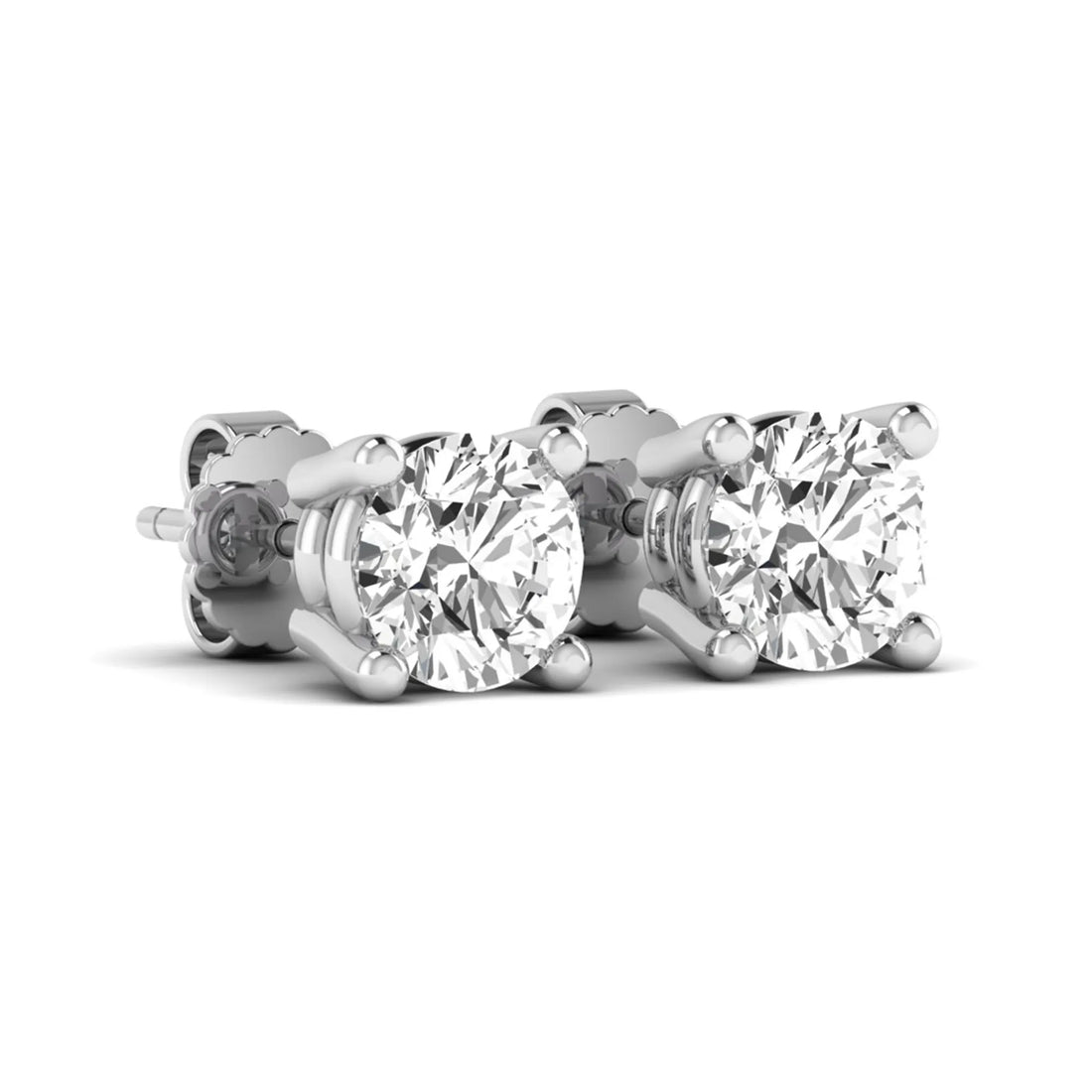 OctaPearl Round Four Prong Lab Grown Diamond Stud Earrings