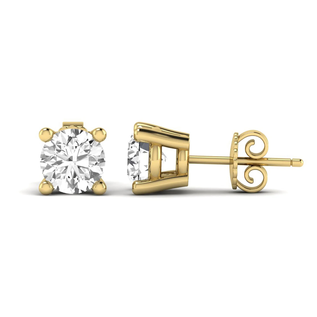 OctaPearl Round Four Prong Lab Grown Diamond Stud Earrings