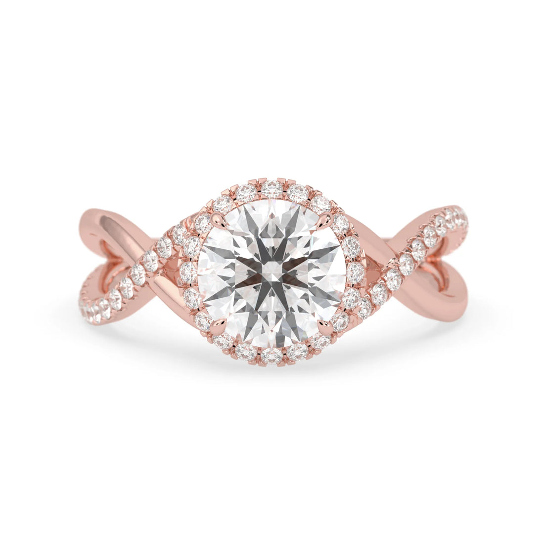 OctaPearl 2 ct Round Halo Lab Grown Diamond Split Shank Pave Engagement Ring
