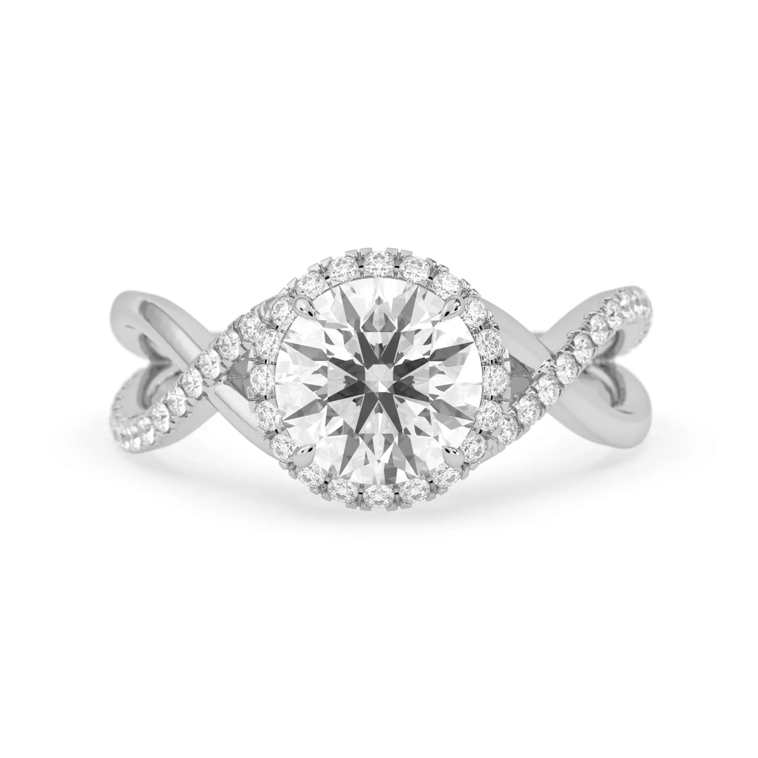OctaPearl 2 ct Round Halo Lab Grown Diamond Split Shank Pave Engagement Ring