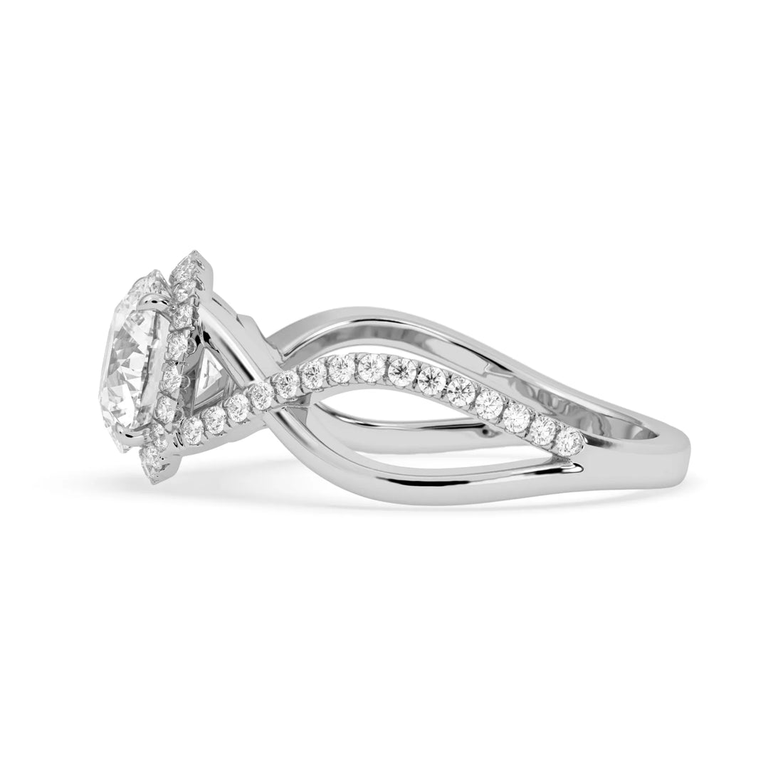 OctaPearl 2 ct Round Halo Lab Grown Diamond Split Shank Pave Engagement Ring