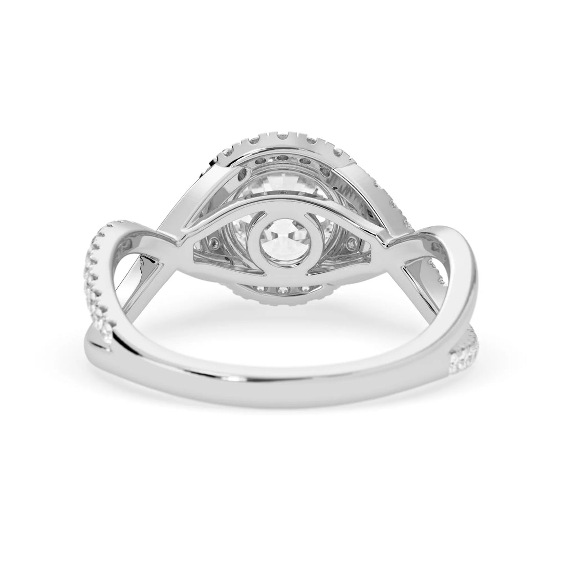 OctaPearl 2 ct Round Halo Lab Grown Diamond Split Shank Pave Engagement Ring