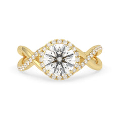 OctaPearl 2 ct Round Halo Lab Grown Diamond Split Shank Pave Engagement Ring