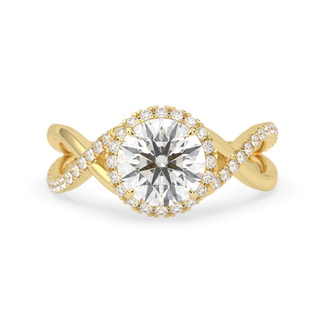 OctaPearl 2 ct Round Halo Lab Grown Diamond Split Shank Pave Engagement Ring
