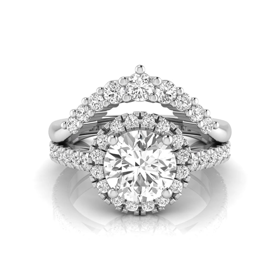 OctaPearl 1.5 ct Round Halo Lab Grown Diamond Bridal Ring Set