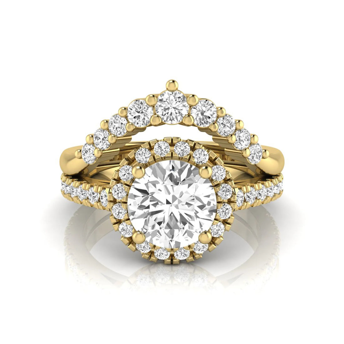 OctaPearl 1.5 ct Round Halo Lab Grown Diamond Bridal Ring Set