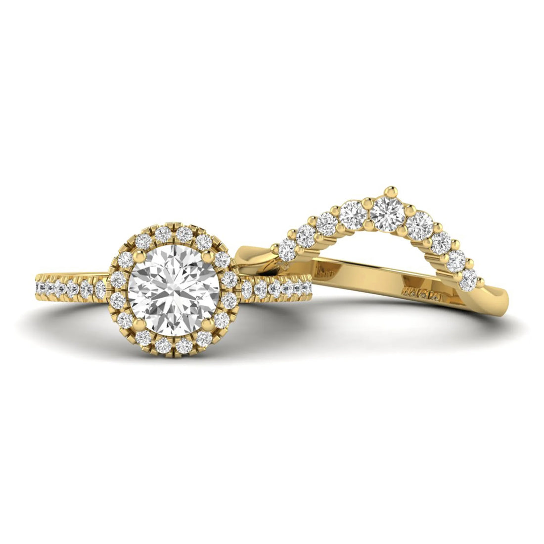 OctaPearl 1.5 ct Round Halo Lab Grown Diamond Bridal Ring Set