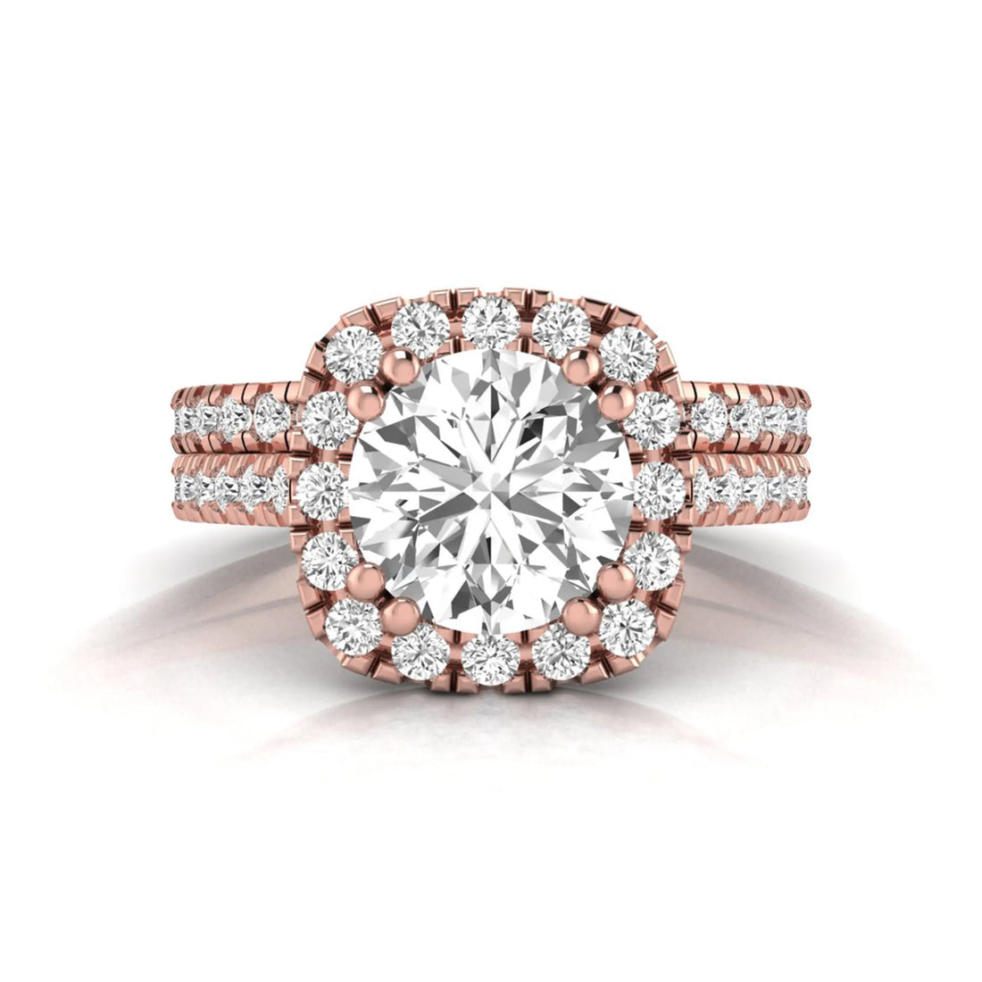OctaPearl 2 ct Round Halo Lab Grown Diamond Bridal Ring Set