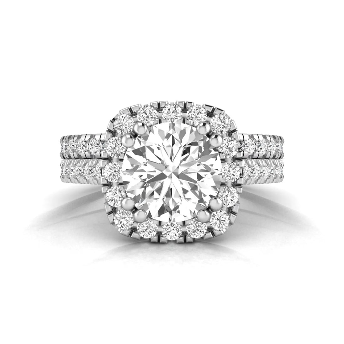 OctaPearl 2 ct Round Halo Lab Grown Diamond Bridal Ring Set