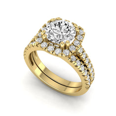 OctaPearl 2 ct Round Halo Lab Grown Diamond Bridal Ring Set - alternate view