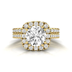 OctaPearl 2 ct Round Halo Lab Grown Diamond Bridal Ring Set