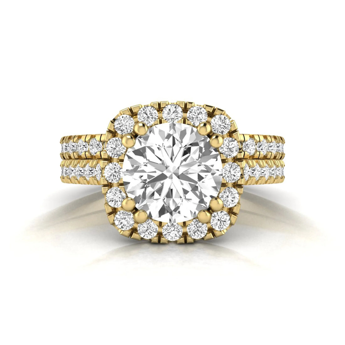 OctaPearl 2 ct Round Halo Lab Grown Diamond Bridal Ring Set