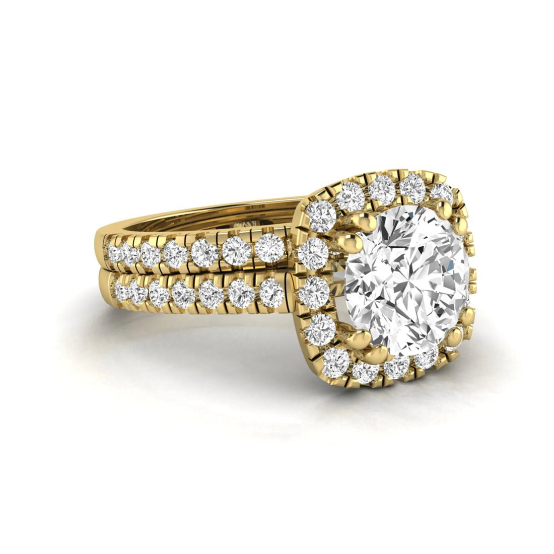 OctaPearl 2 ct Round Halo Lab Grown Diamond Bridal Ring Set