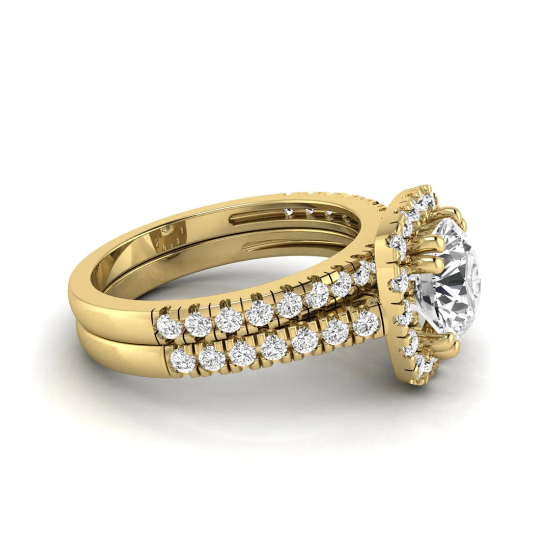 OctaPearl 2 ct Round Halo Lab Grown Diamond Bridal Ring Set