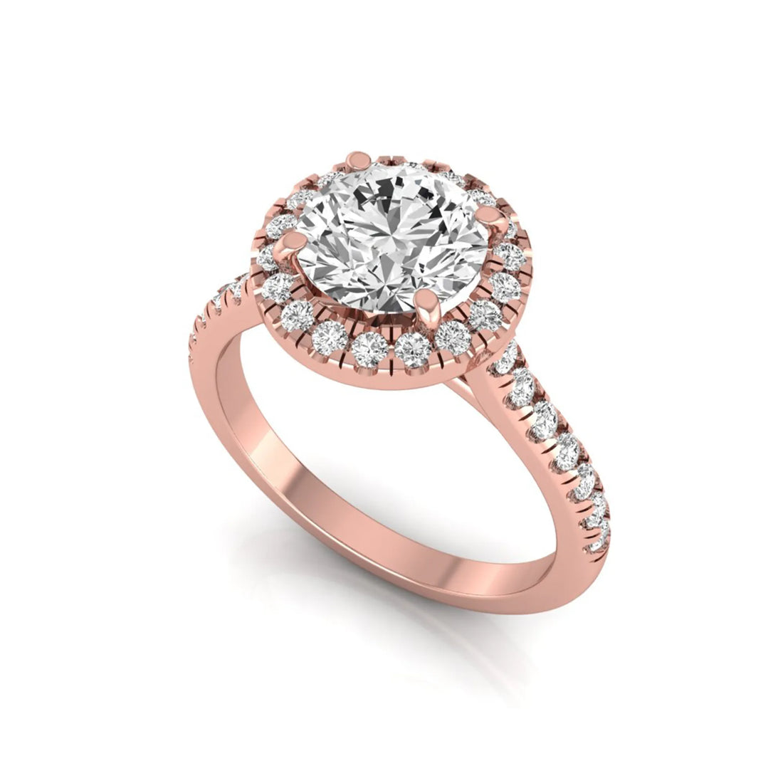 OctaPearl 1.5 ct Round Halo Lab Grown Diamond Engagement Ring