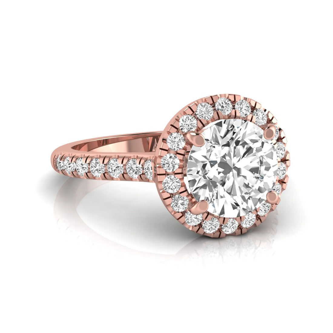 OctaPearl 1.5 ct Round Halo Lab Grown Diamond Engagement Ring
