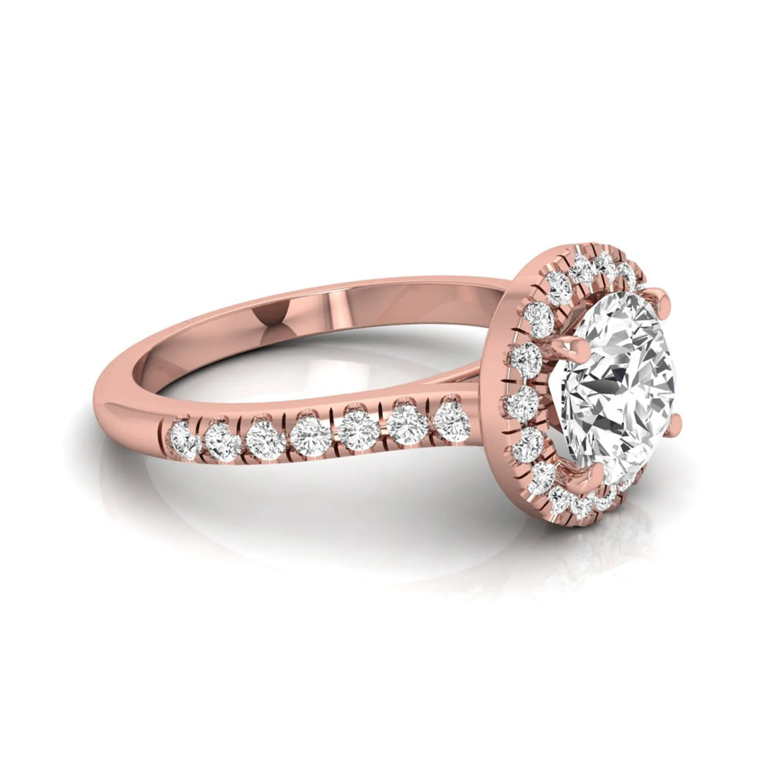 OctaPearl 1.5 ct Round Halo Lab Grown Diamond Engagement Ring
