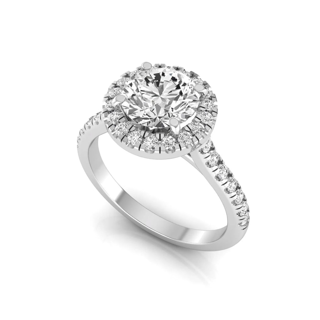 OctaPearl 1.5 ct Round Halo Lab Grown Diamond Engagement Ring