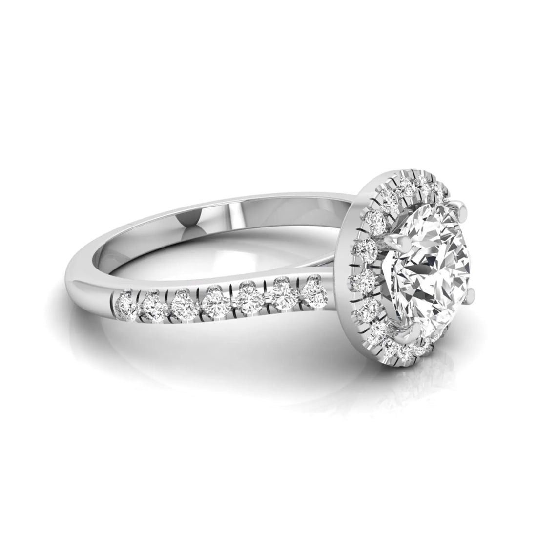 OctaPearl 1.5 ct Round Halo Lab Grown Diamond Engagement Ring