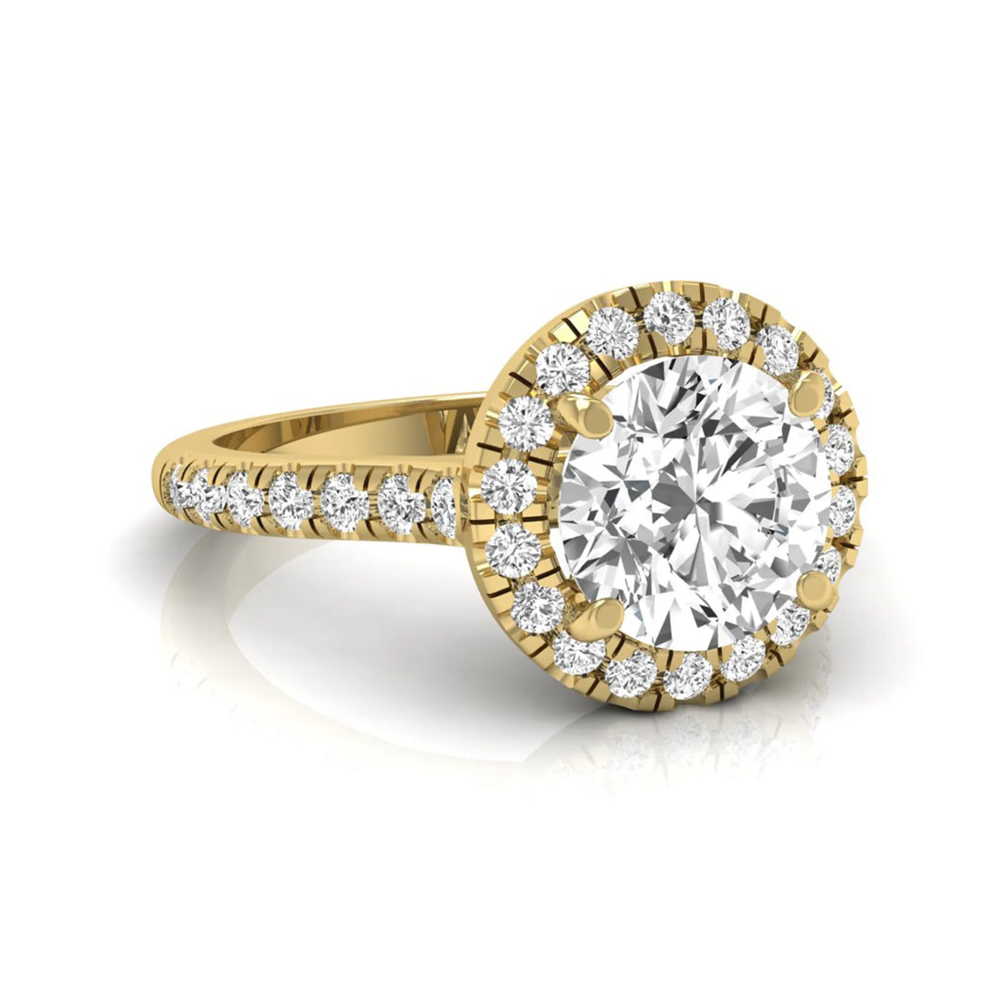 OctaPearl 1.5 ct Round Halo Lab Grown Diamond Engagement Ring