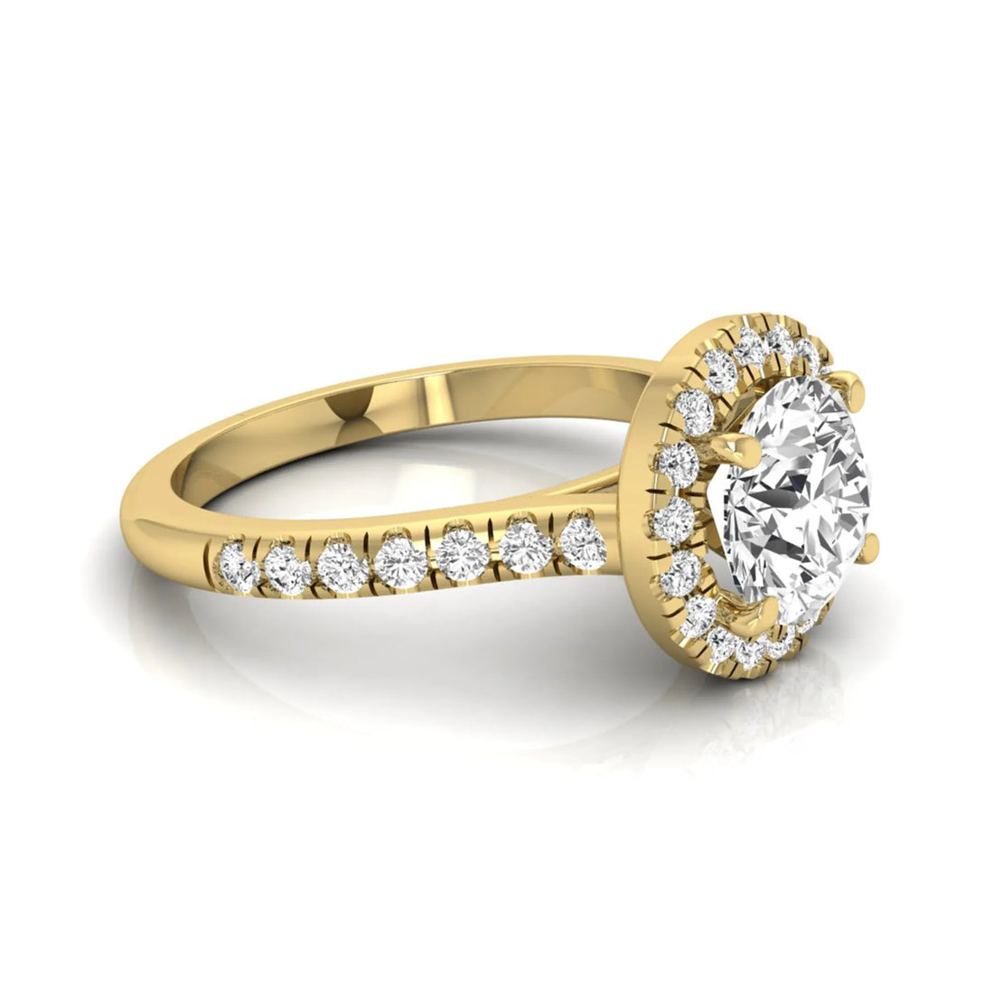 OctaPearl 1.5 ct Round Halo Lab Grown Diamond Engagement Ring