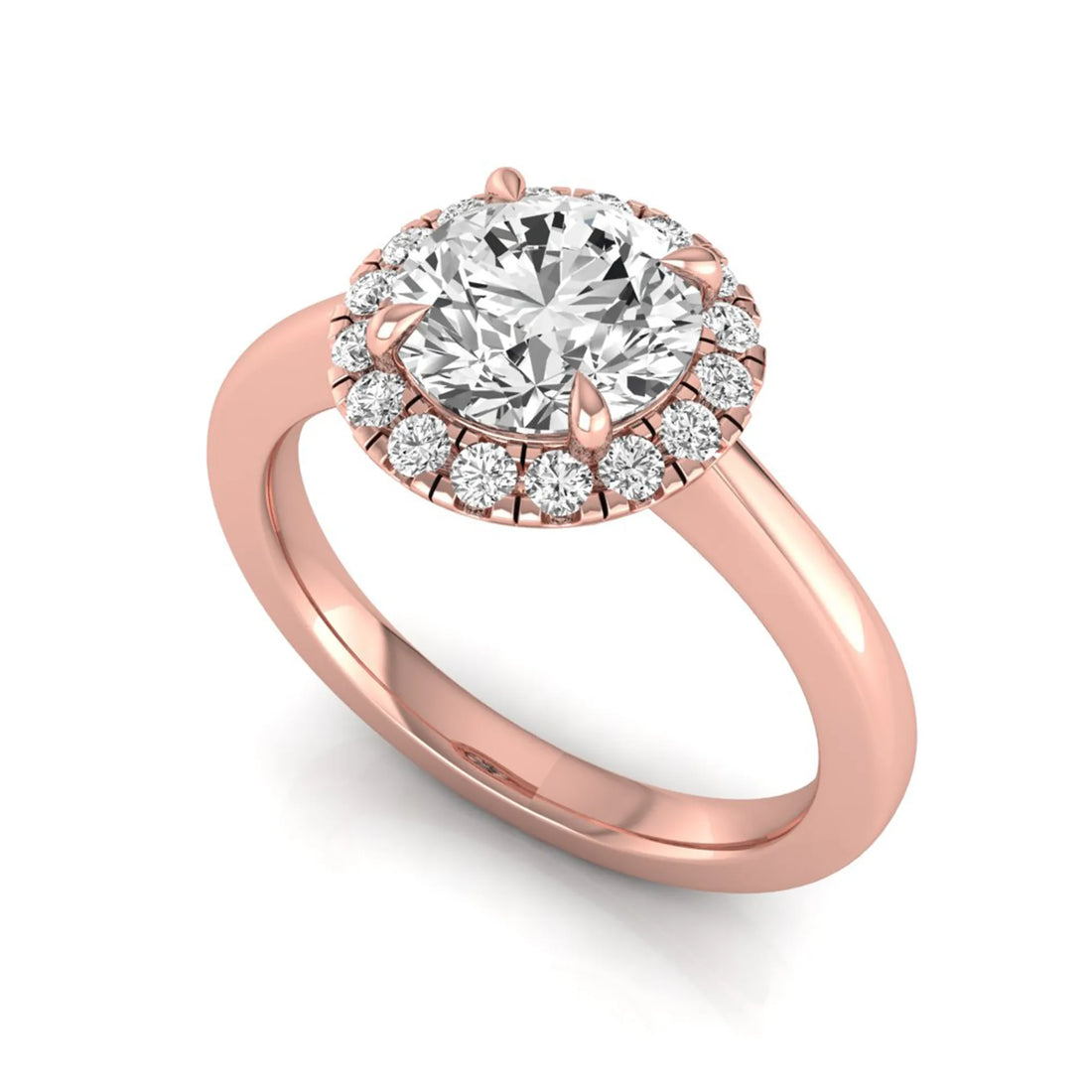 OctaPearl 1 ct Round Cut Lab Grown Diamond Halo Engagement Ring