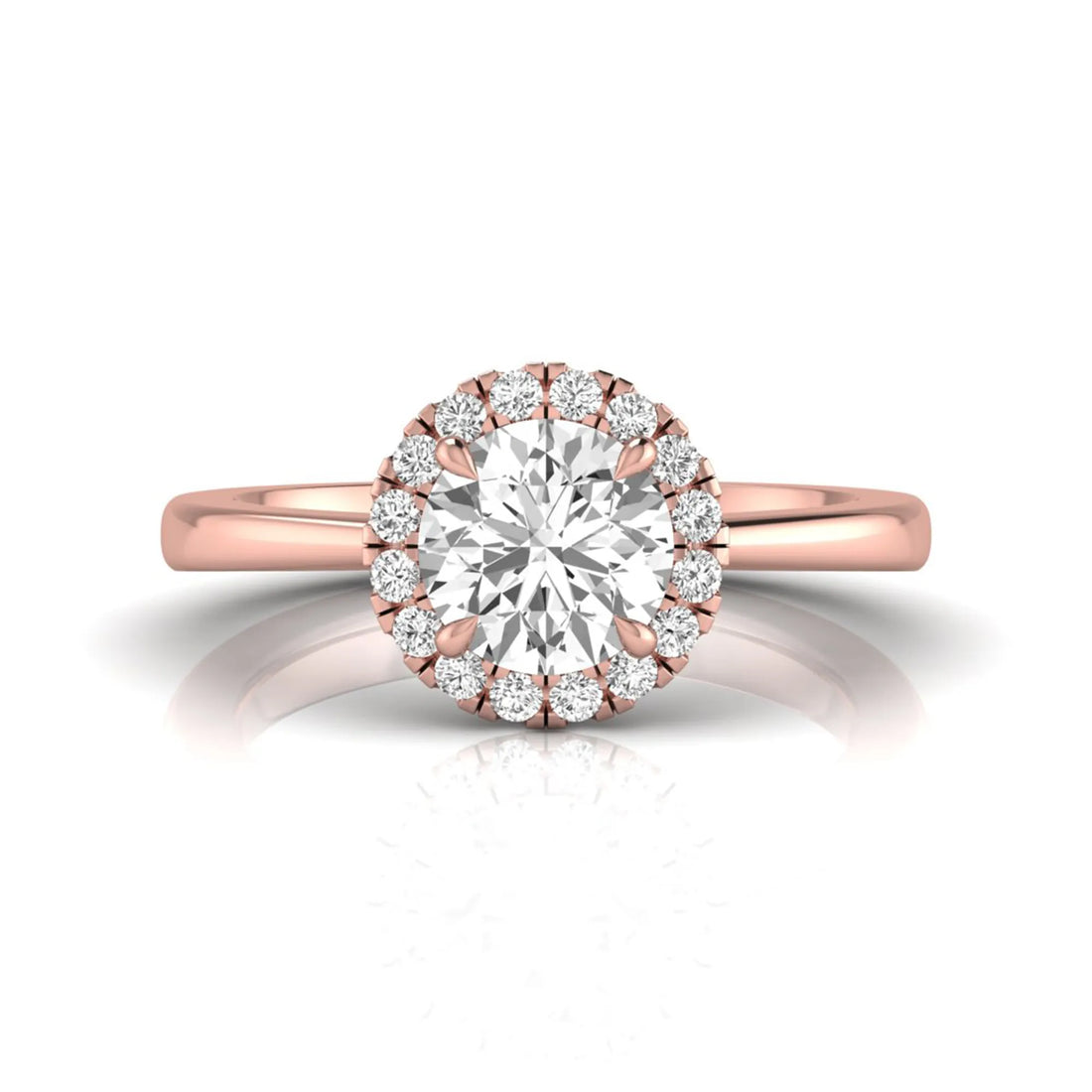 OctaPearl 1 ct Round Cut Lab Grown Diamond Halo Engagement Ring