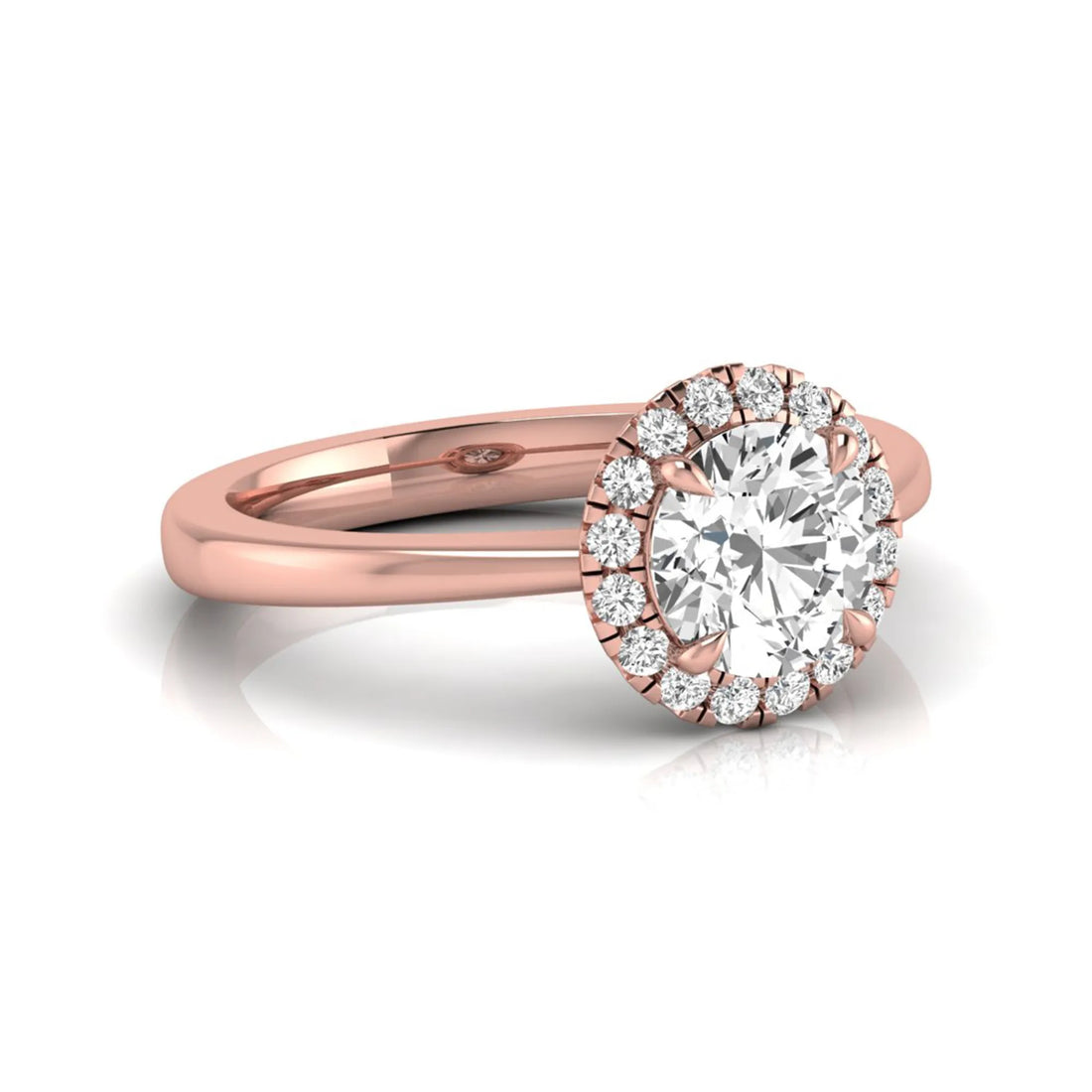 OctaPearl 1 ct Round Cut Lab Grown Diamond Halo Engagement Ring