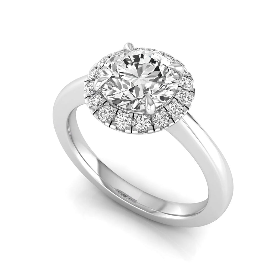 OctaPearl 1 ct Round Cut Lab Grown Diamond Halo Engagement Ring