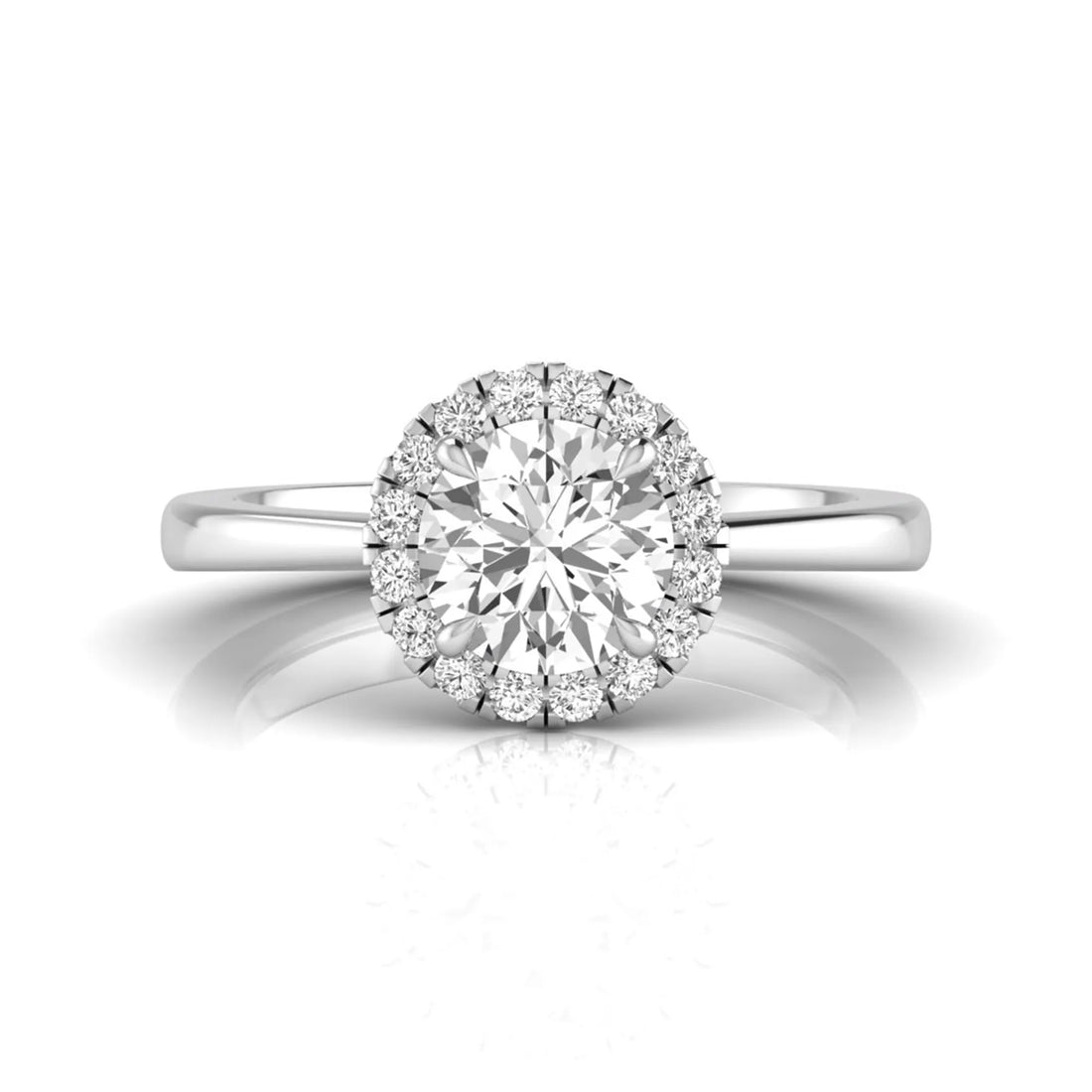 OctaPearl 1 ct Round Cut Lab Grown Diamond Halo Engagement Ring