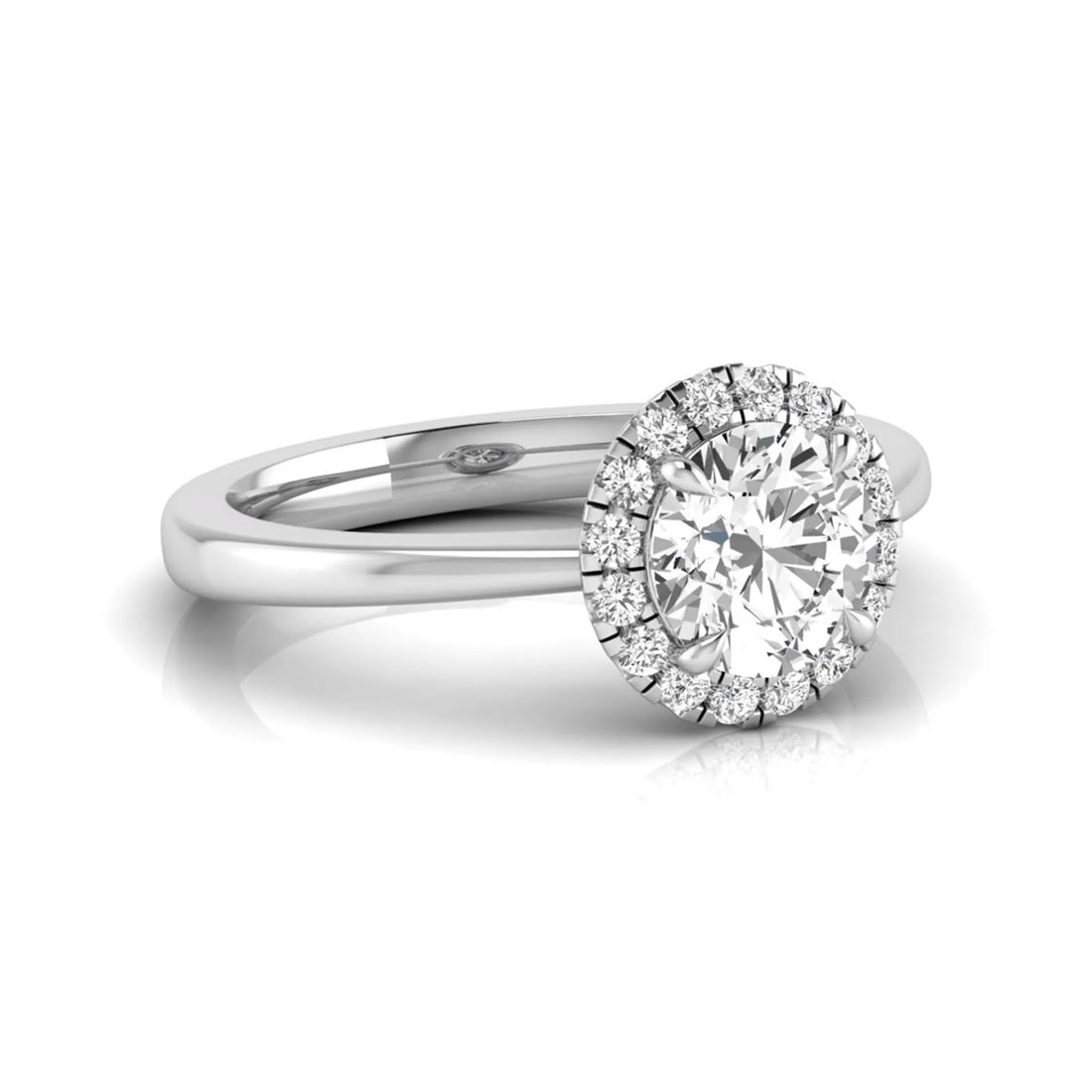 OctaPearl 1 ct Round Cut Lab Grown Diamond Halo Engagement Ring