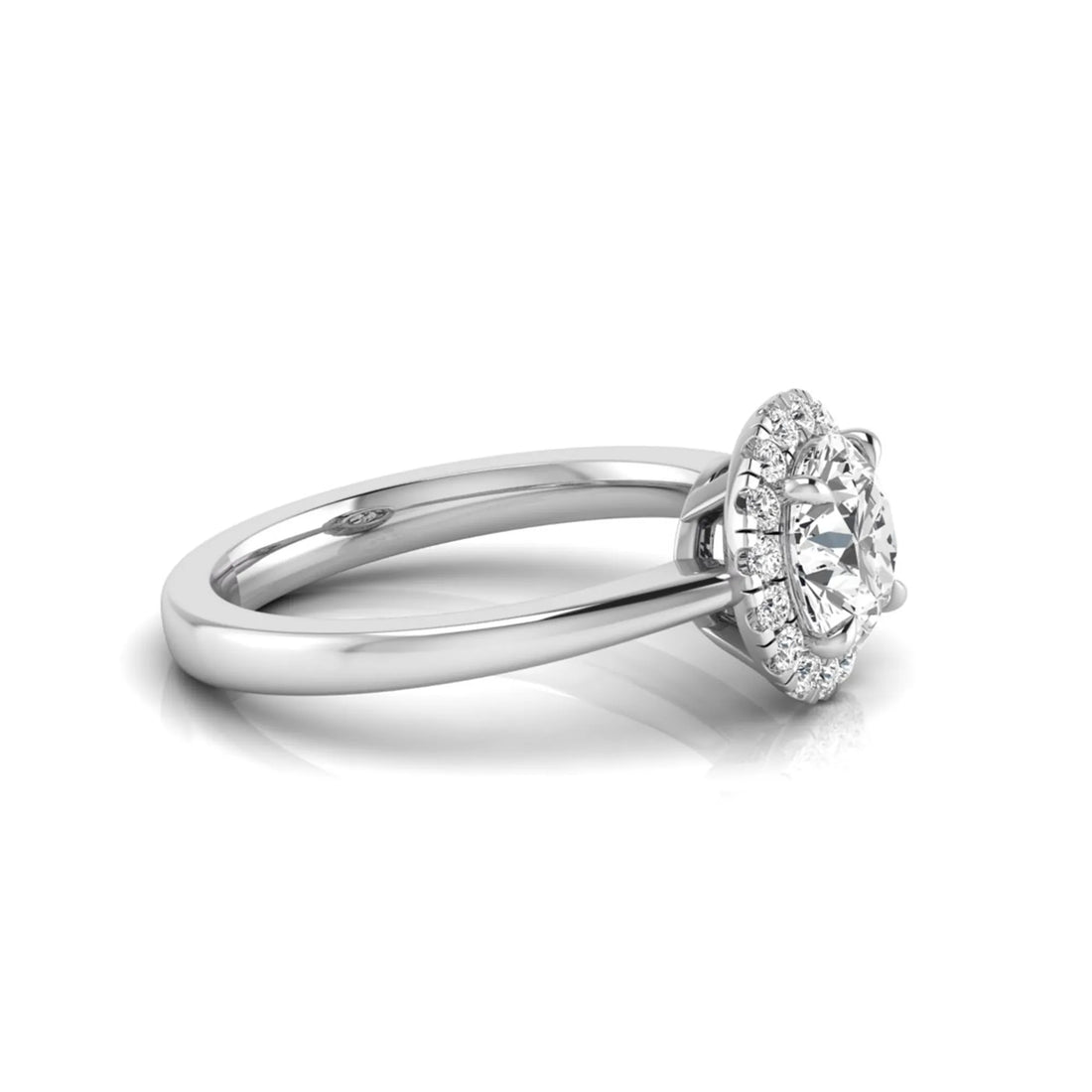 OctaPearl 1 ct Round Cut Lab Grown Diamond Halo Engagement Ring