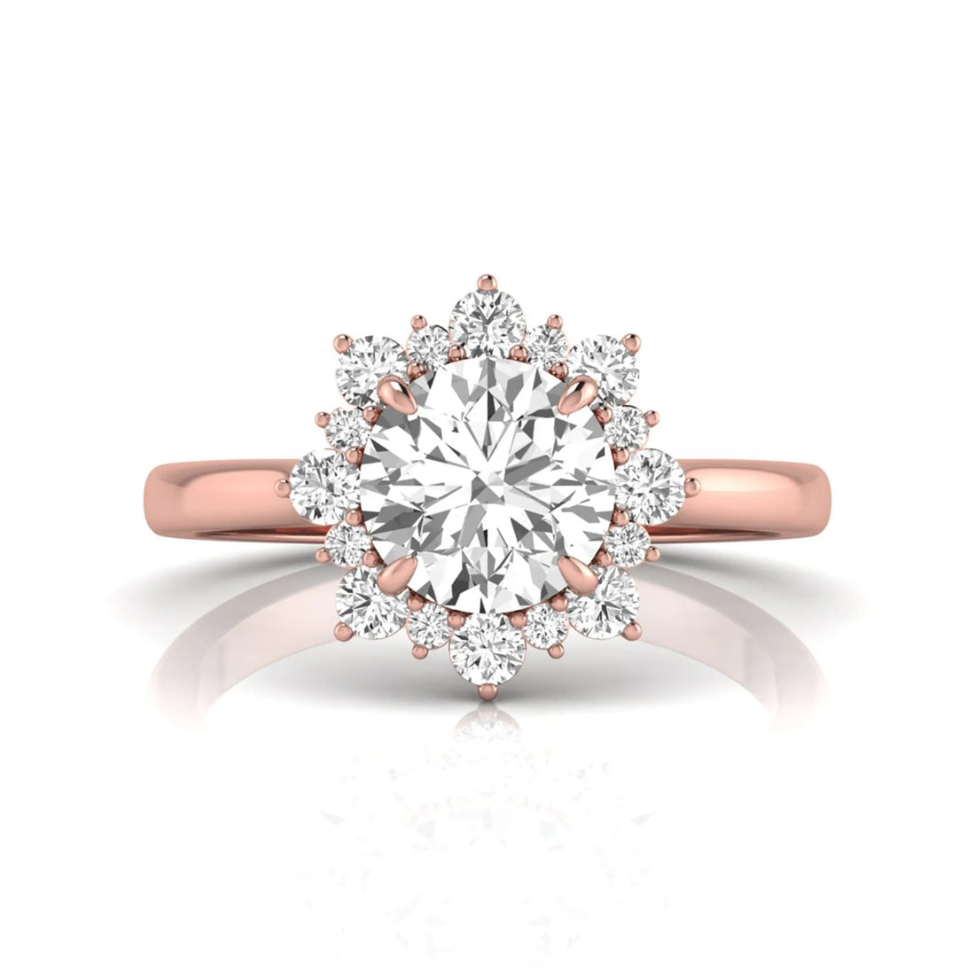 OctaPearl 2.5 ct Round Halo Lab Grown Diamond Floral Engagement Ring