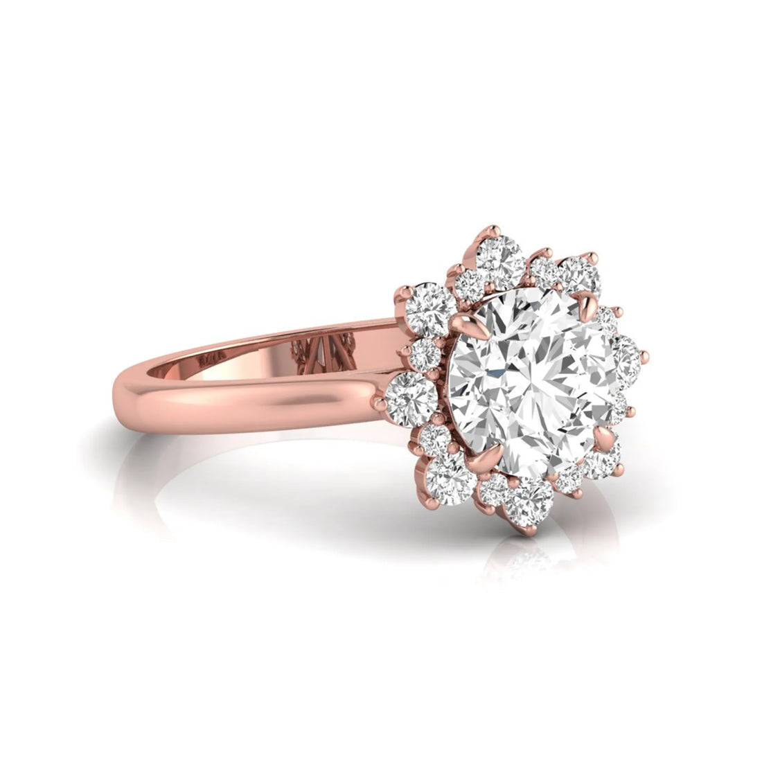 OctaPearl 2.5 ct Round Halo Lab Grown Diamond Floral Engagement Ring
