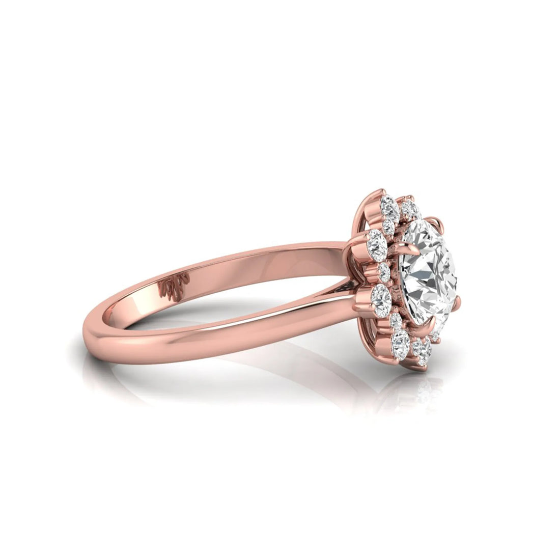 OctaPearl 2.5 ct Round Halo Lab Grown Diamond Floral Engagement Ring