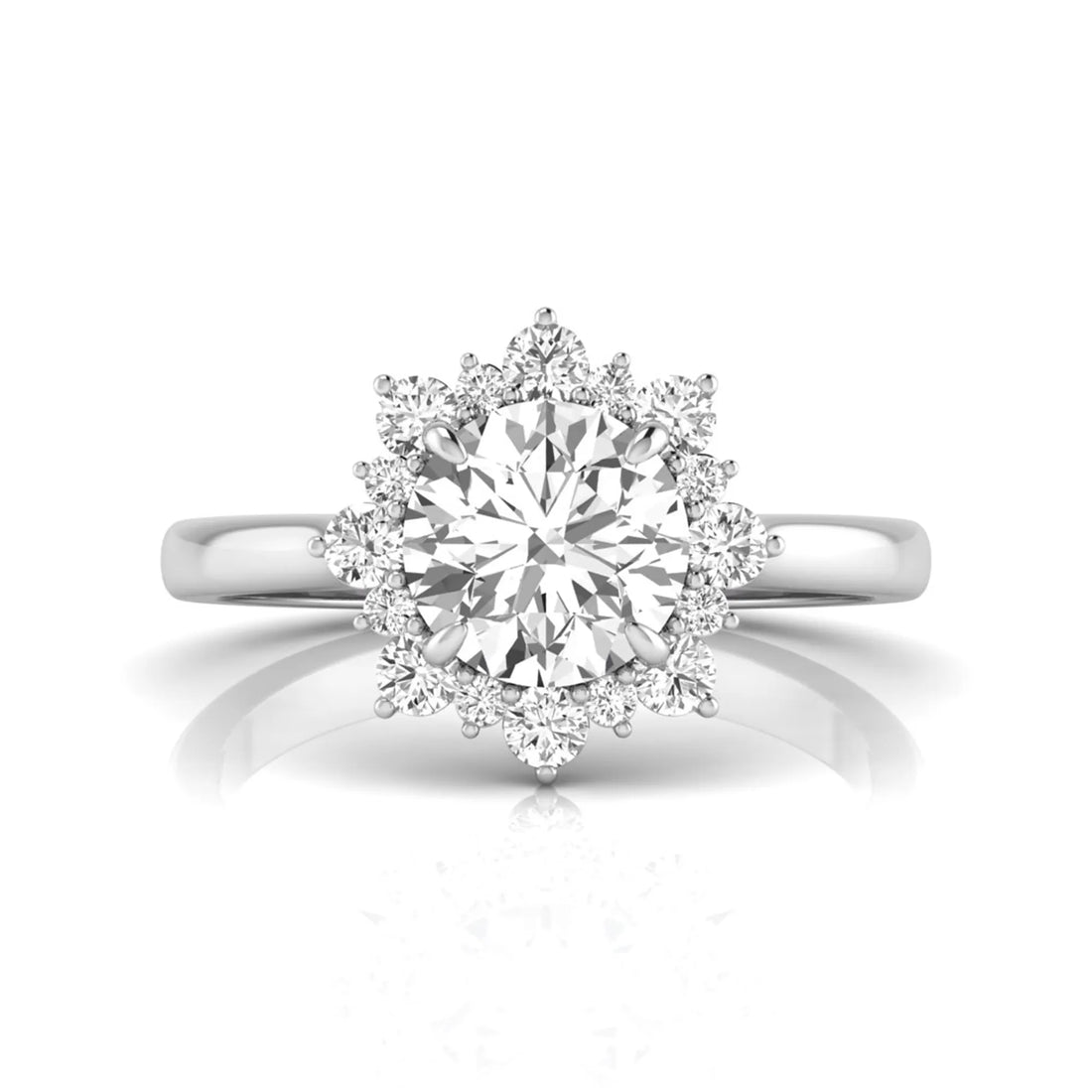 OctaPearl 2.5 ct Round Halo Lab Grown Diamond Floral Engagement Ring
